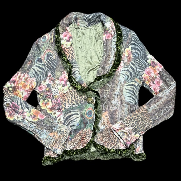 Alberto Makali Animal Jungle Screen Print Collar Sweater Velvet